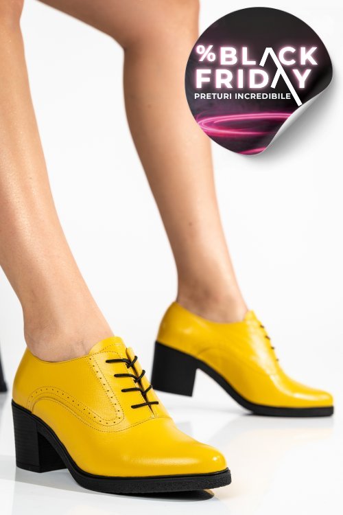 Botine galbene piele naturala 0pc17-lib