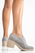 BOTINE GRI PIELE NATURALA INTOARSA 0PC17