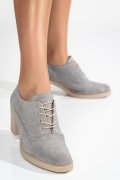BOTINE GRI PIELE NATURALA INTOARSA 0PC17