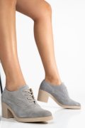 BOTINE GRI PIELE NATURALA INTOARSA 0PC17