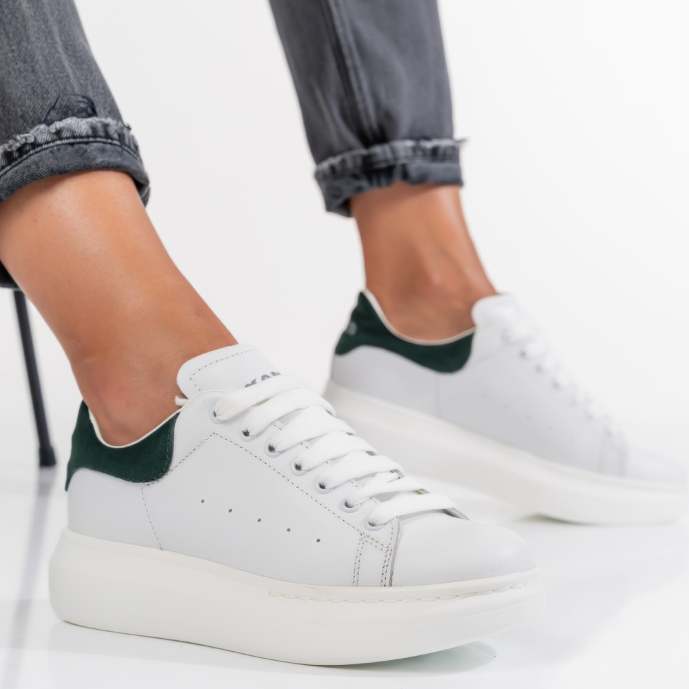 PANTOFI SPORT ALB VERDE AS77LEX