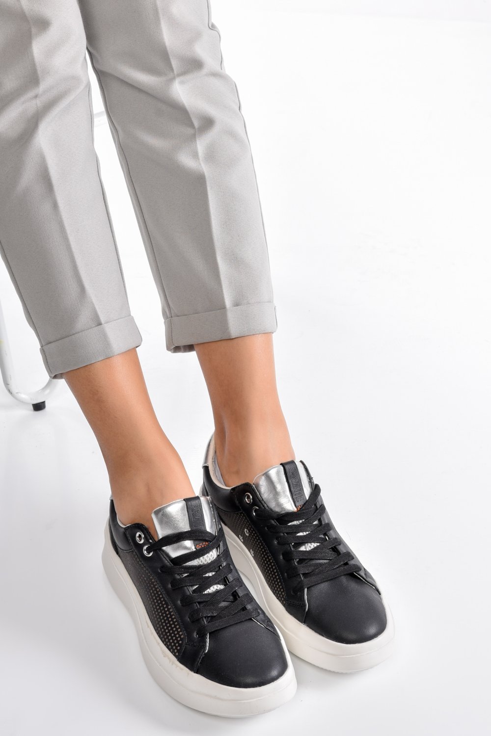 PANTOFI SPORT NEGRI PIELE NATURALA IL91551A