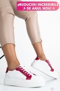 PANTOFI SPORT DAMA PIELE NATURALA ALB FUCHSIA 3S77001