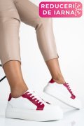 PANTOFI SPORT DAMA PIELE NATURALA ALB FUCHSIA 3S77001