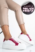 PANTOFI SPORT DAMA PIELE NATURALA ALB FUCHSIA 3S77001