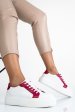 Pantofi sport dama piele naturala alb fuchsia 3s77001