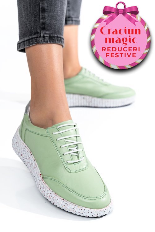 Pantofi sport verzi piele naturala 231688np