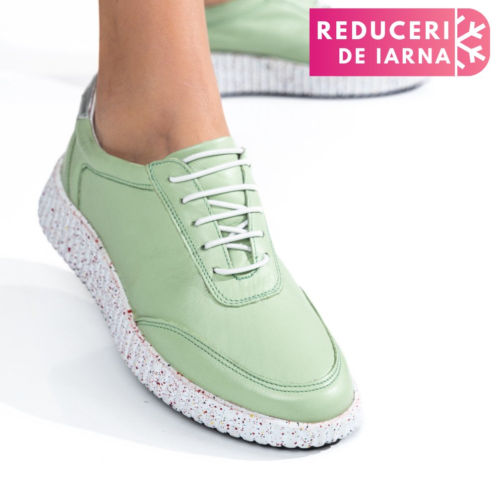 PANTOFI SPORT VERZI PIELE NATURALA 231688NP