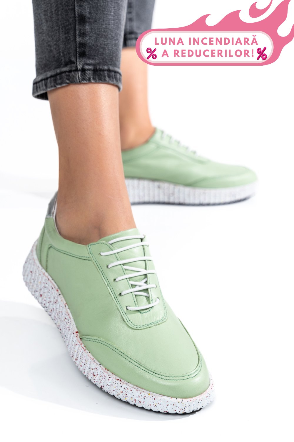 PANTOFI SPORT VERZI PIELE NATURALA 231688NP