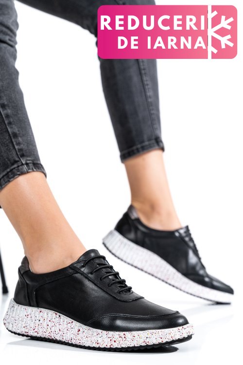 Pantofi sport negri piele naturala 231688np