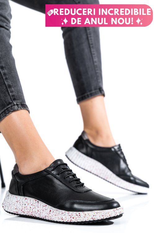 Pantofi sport negri piele naturala 231688np