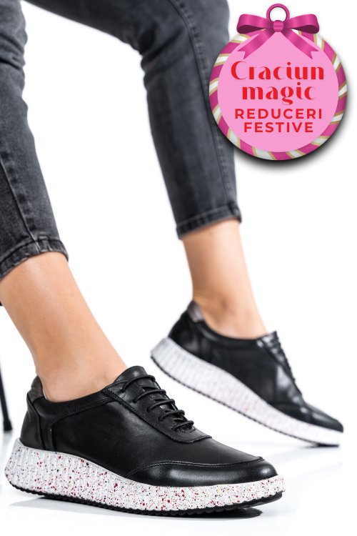 Pantofi sport negri piele naturala 231688np