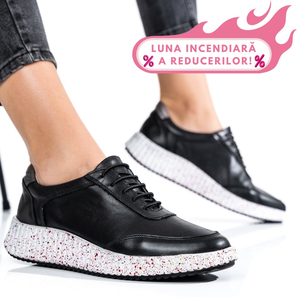 PANTOFI SPORT NEGRI PIELE NATURALA 231688NP