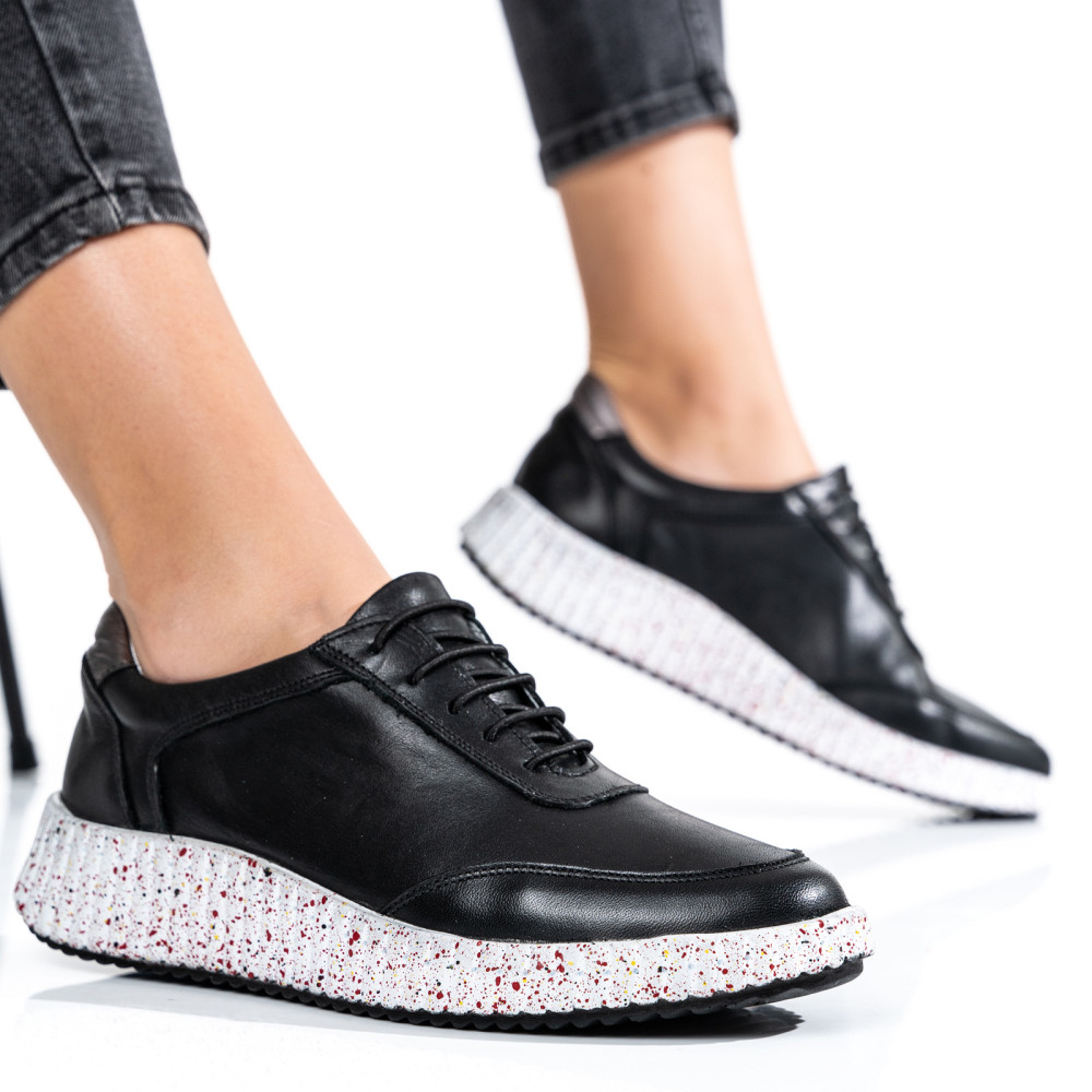 PANTOFI SPORT NEGRI PIELE NATURALA 231688NP
