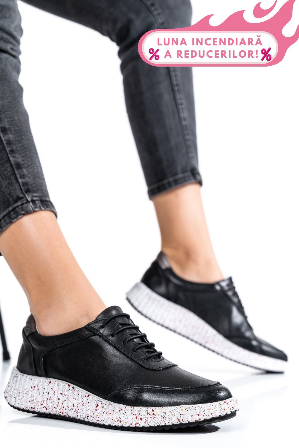 PANTOFI SPORT NEGRI PIELE NATURALA 231688NP