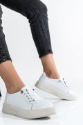 PANTOFI SPORT ALBI PIELE NATURALA 2S7731683NP