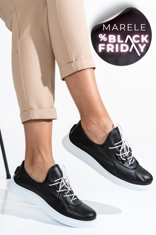 Pantofi negri piele naturala akd23039