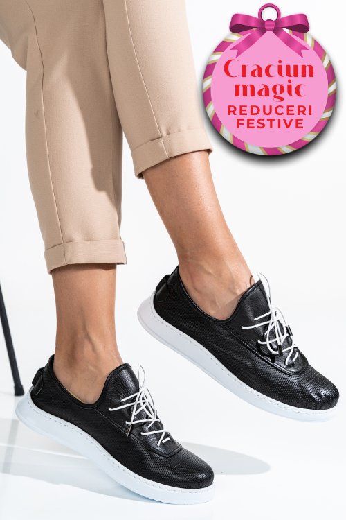 Pantofi negri piele naturala akd23039