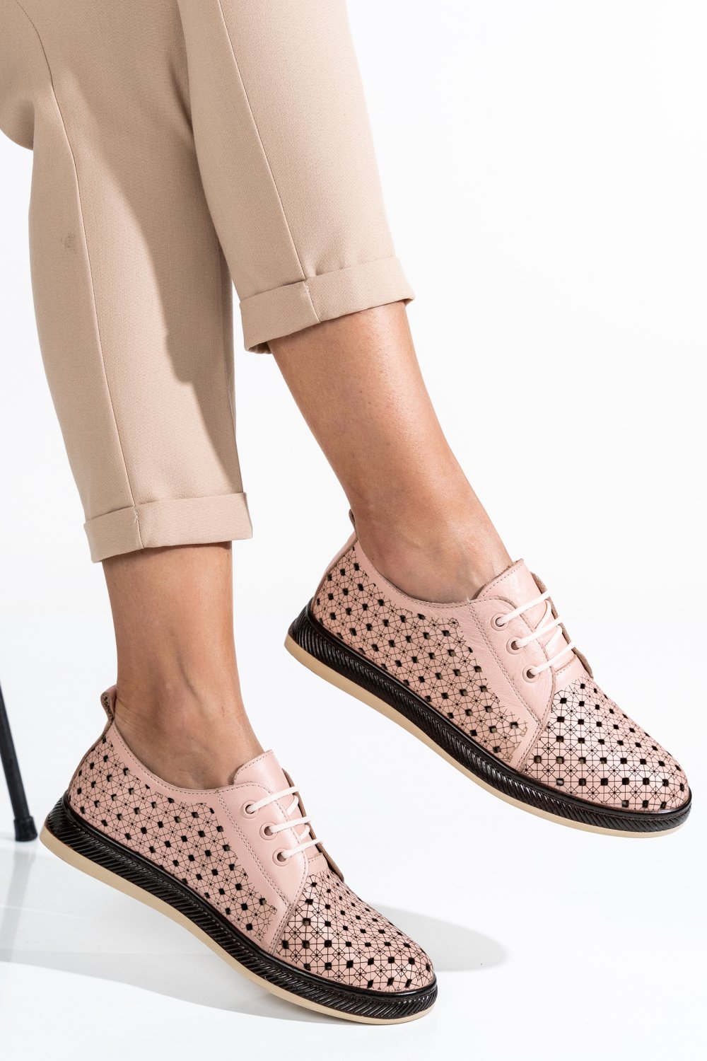 PANTOFI ROZ PIELE NATURALA APCK990