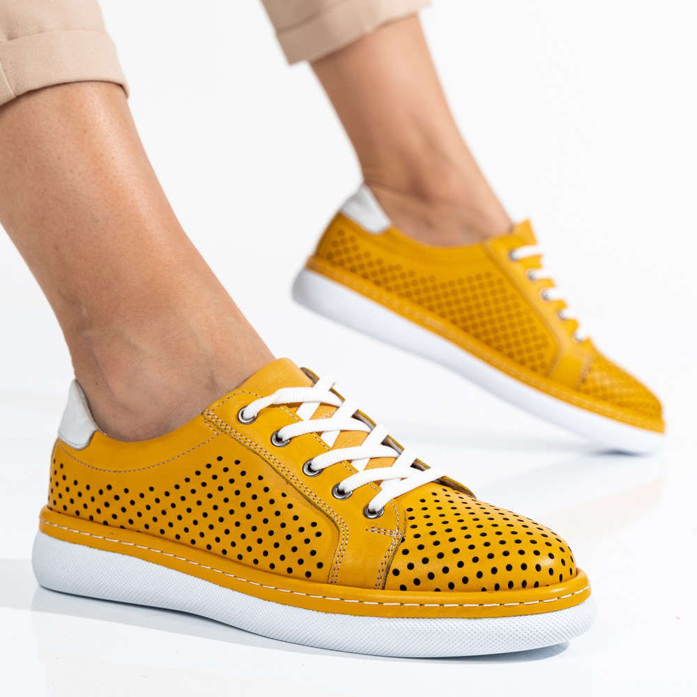 PANTOFI SPORT GALBENI PIELE NATURALA ASPKD003