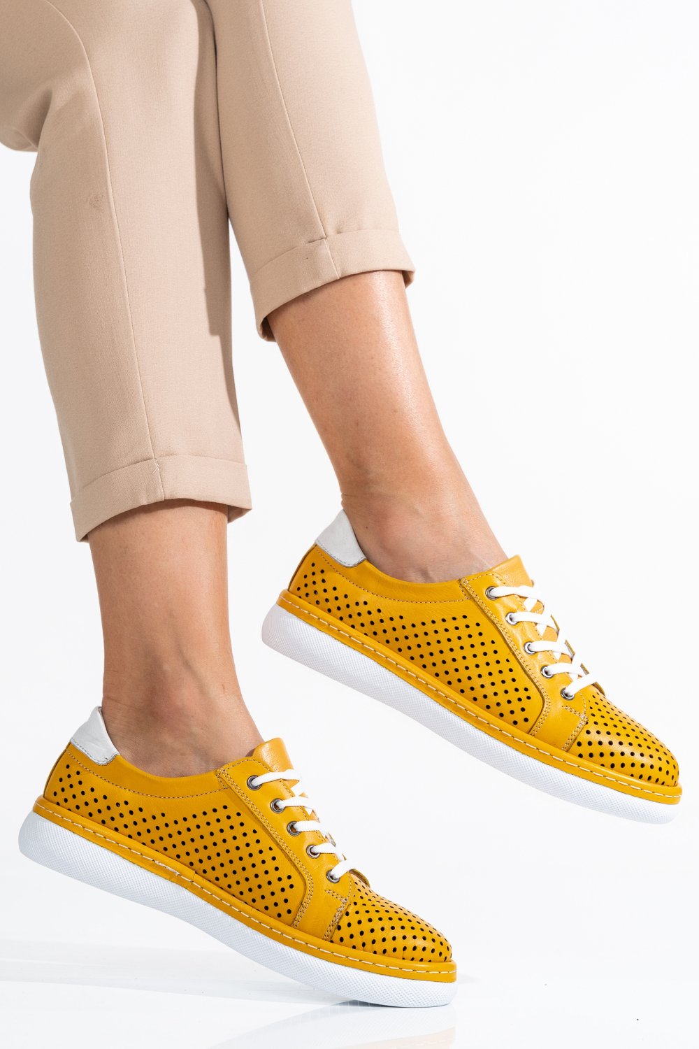 PANTOFI SPORT GALBENI PIELE NATURALA ASPKD003