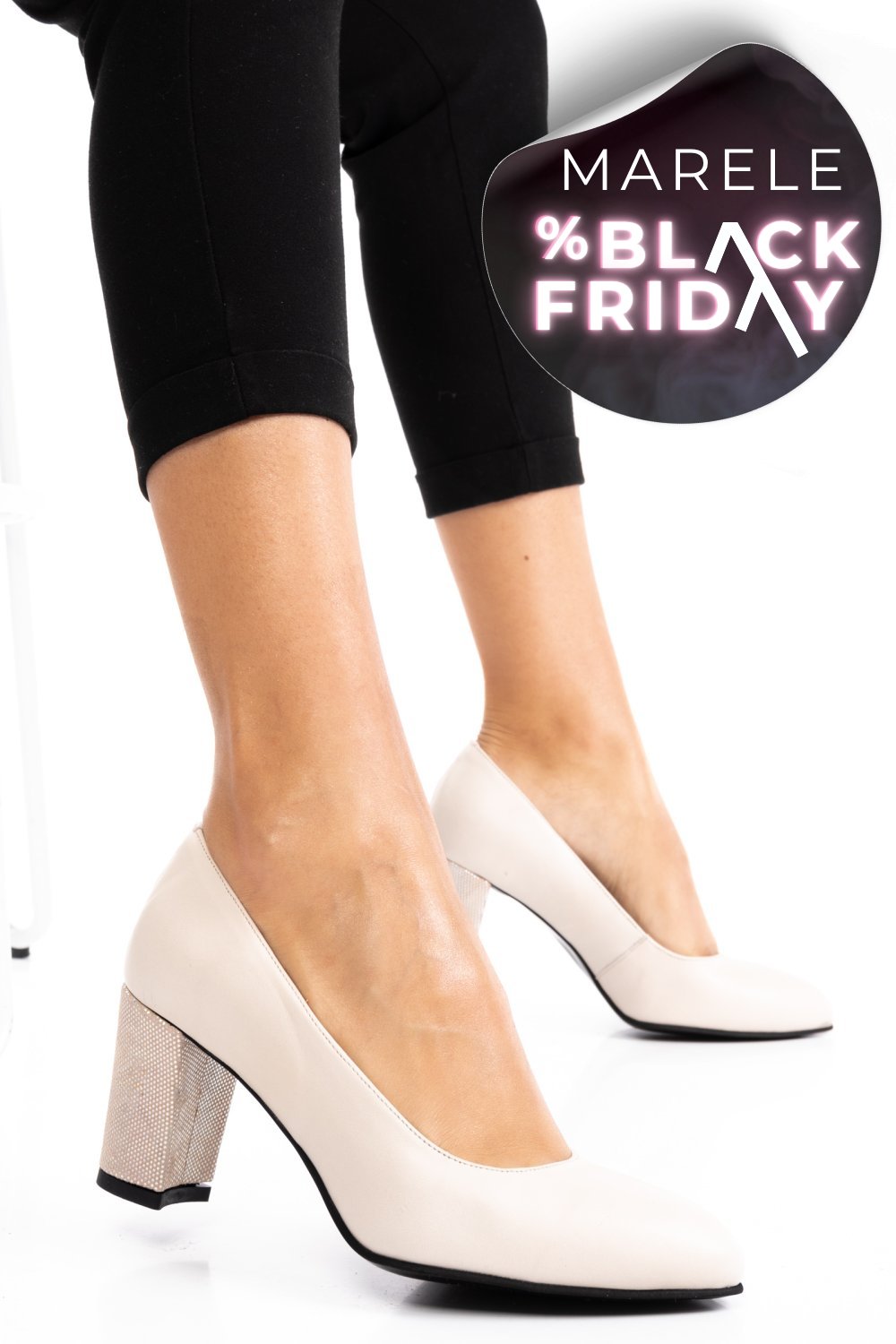 PANTOFI CREM GLITTER PIELE NATURALA 3S77015