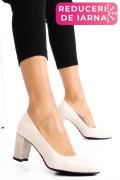 PANTOFI CREM GLITTER PIELE NATURALA 3S77015