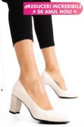 PANTOFI CREM GLITTER PIELE NATURALA 3S77015