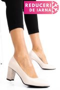PANTOFI CREM GLITTER PIELE NATURALA 3S77015