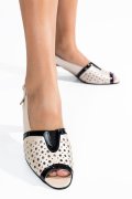PANTOFI BEJ NEGRU PIELE NATURALA 3PC42