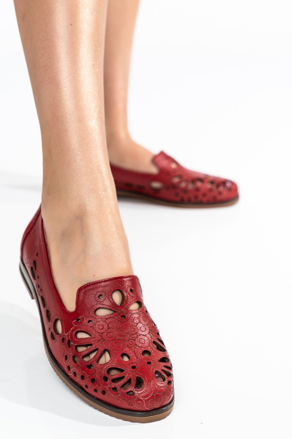 BALERINI ROSII PIELE NATURALA APCK2025