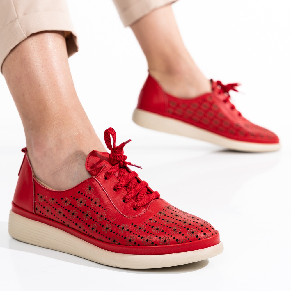 PANTOFI SPORT ROSII PIELE NATURALA APCKD03