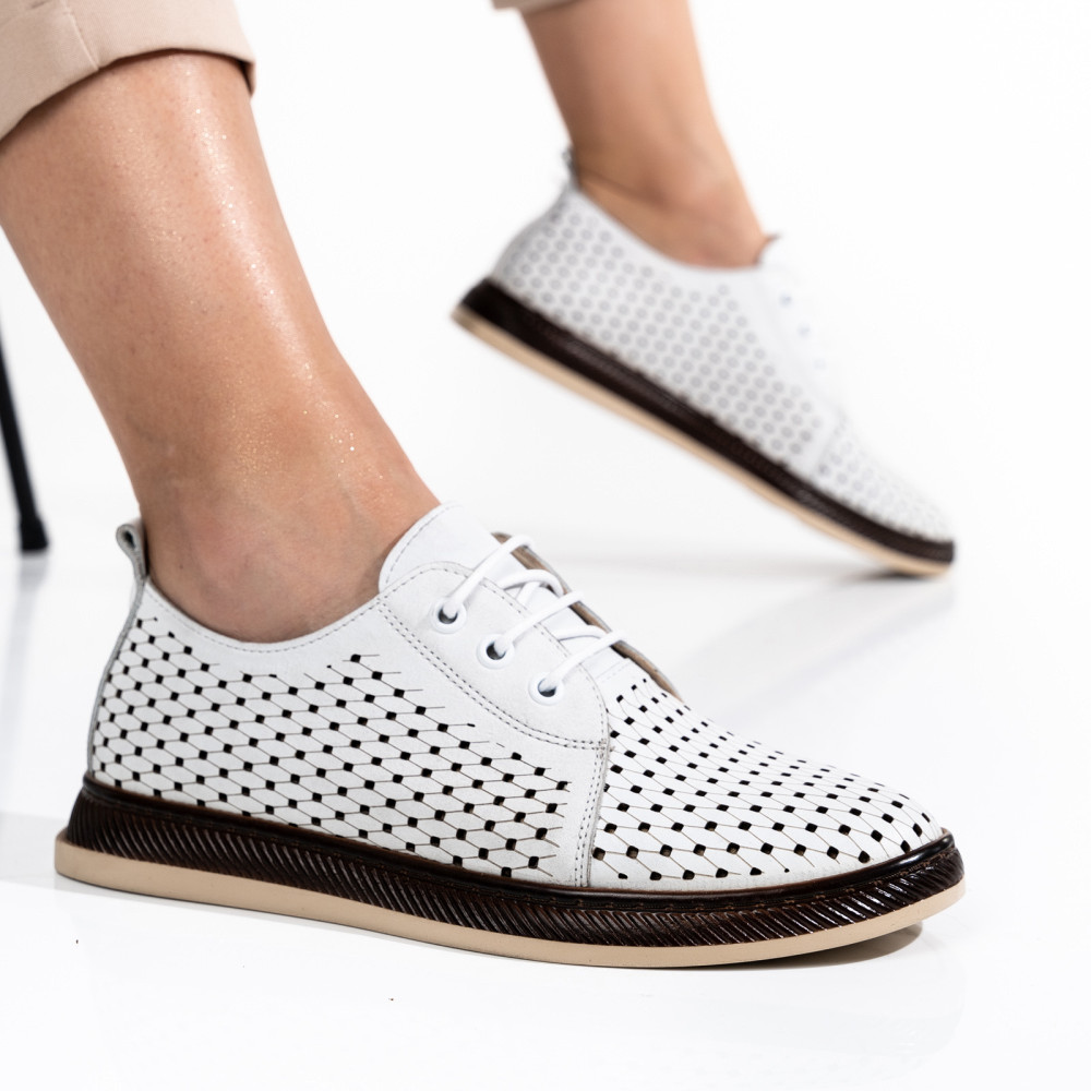 PANTOFI ALBI PIELE NATURALA APCK660