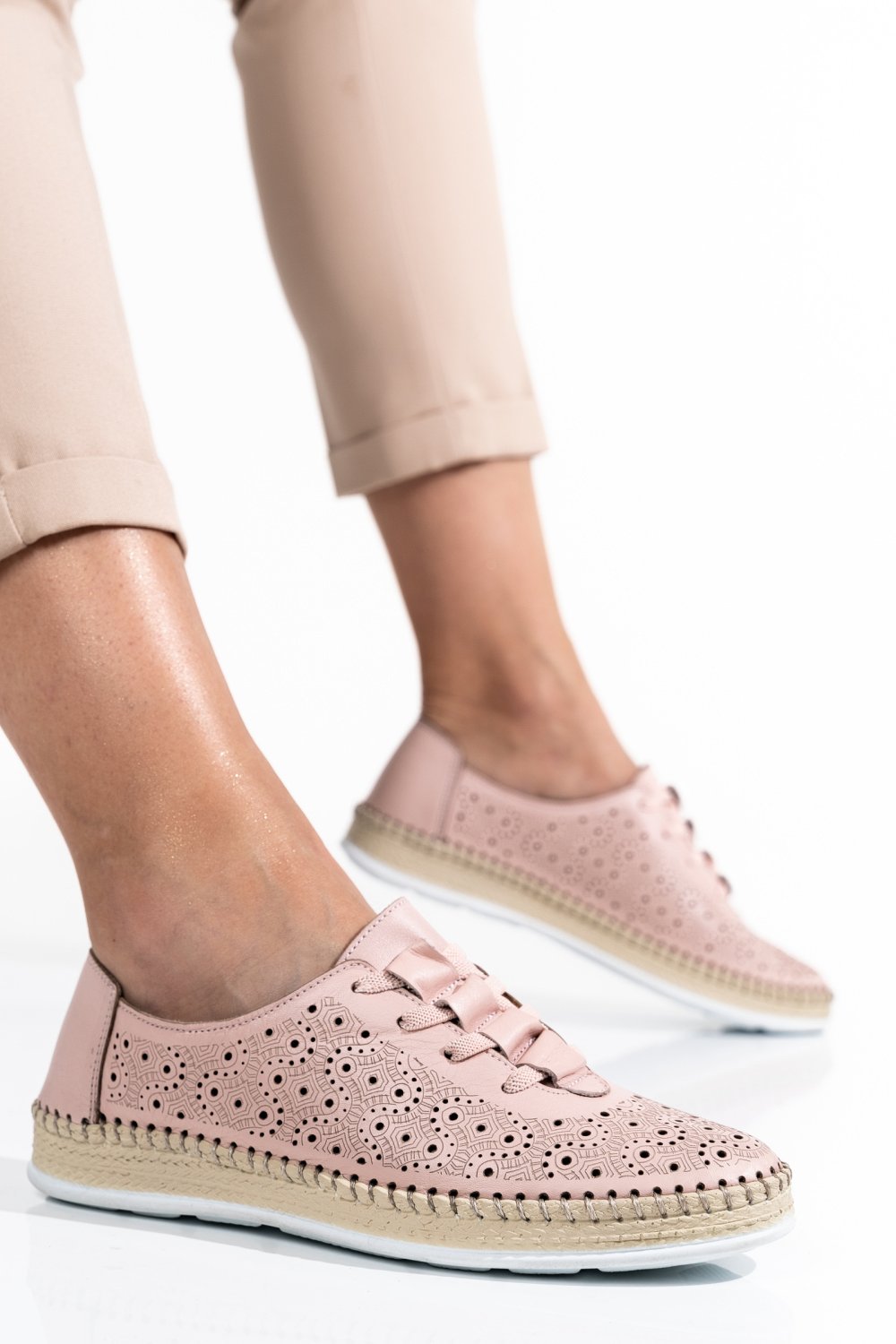 PANTOFI ROZ PIELE NATURALA APCKE02