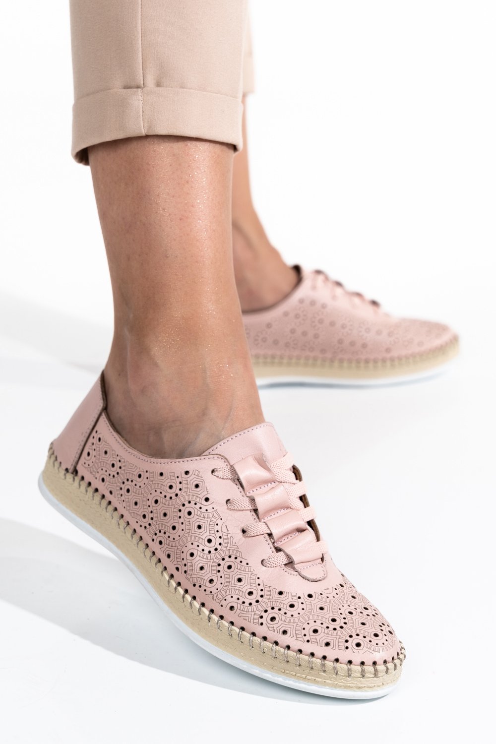 PANTOFI ROZ PIELE NATURALA APCKE02