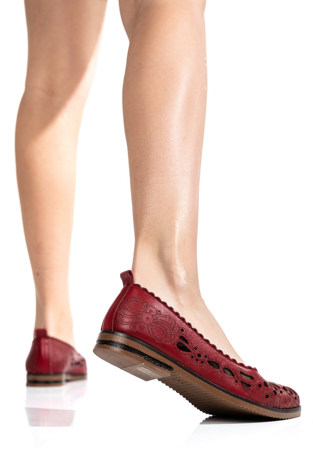 BALERINI ROSII PIELE NATURALA APCK2035
