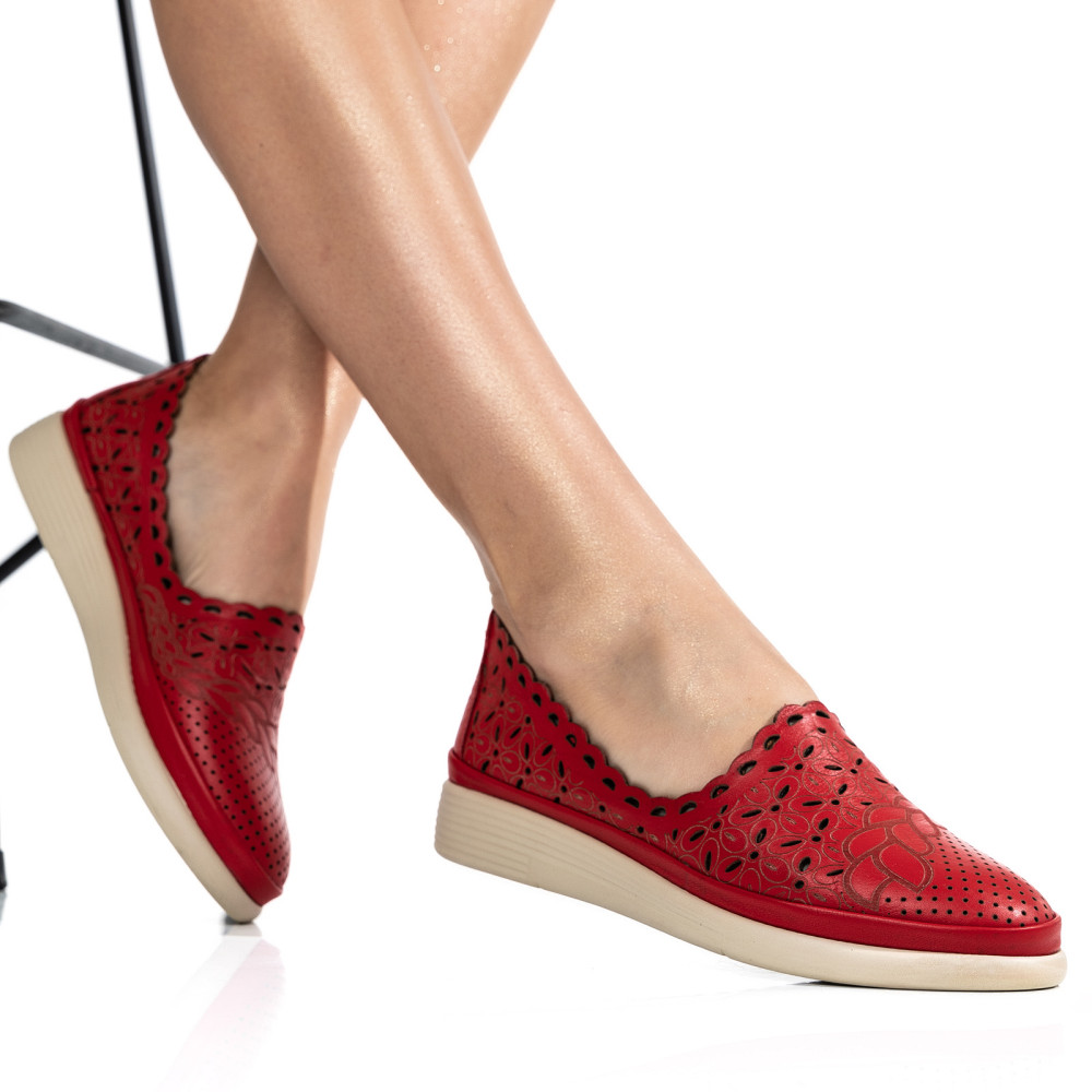 BALERINI ROSII PIELE NATURALA APCKB03