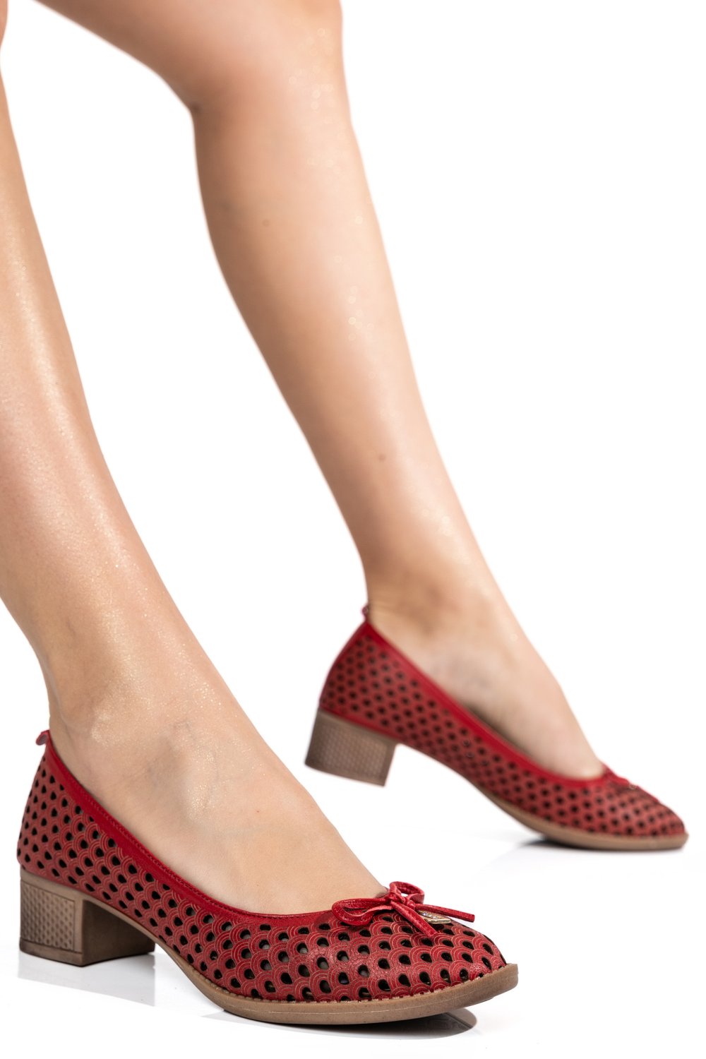 PANTOFI ROSII PIELE NATURALA  APCK505