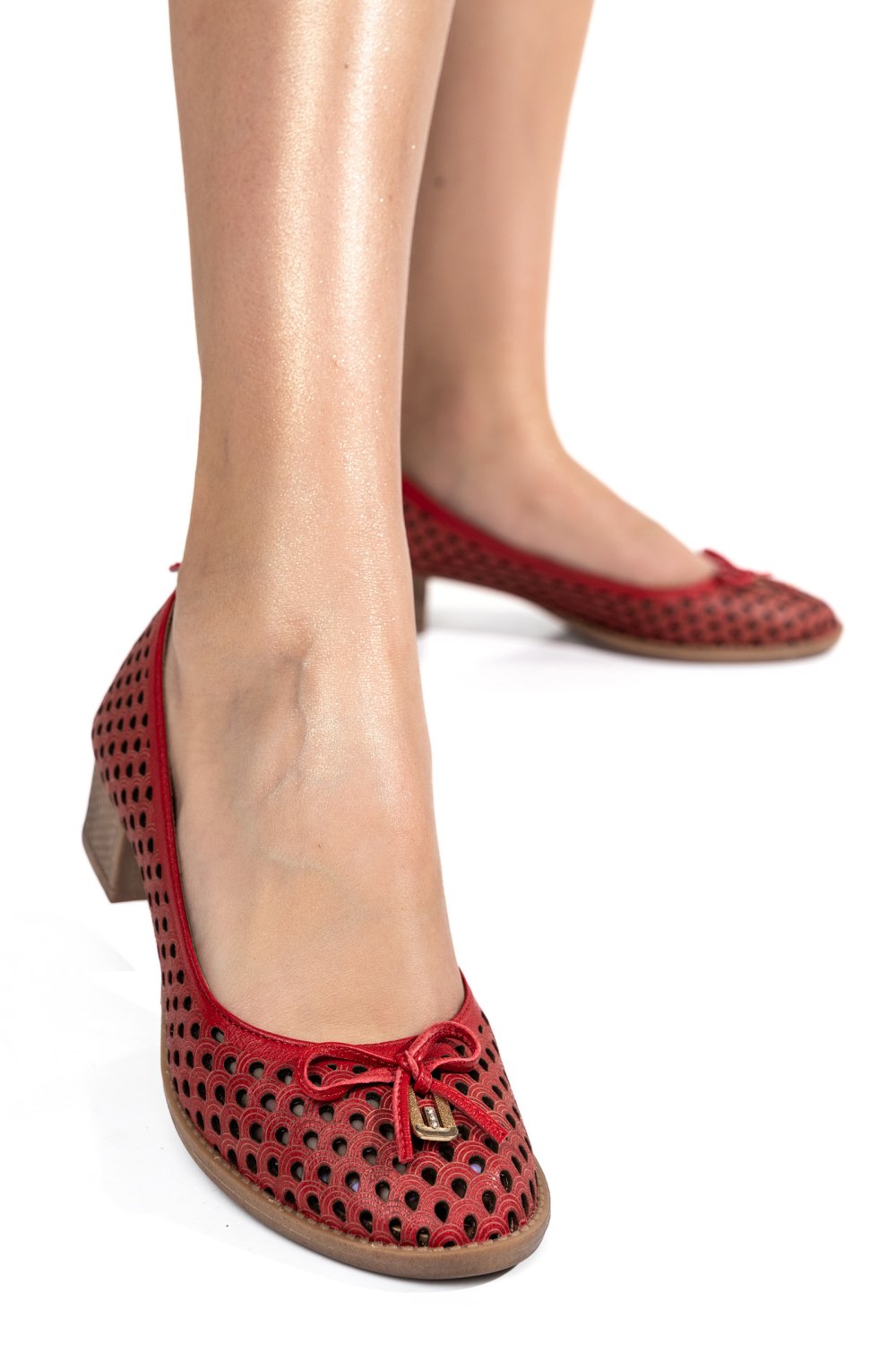 PANTOFI ROSII PIELE NATURALA  APCK505