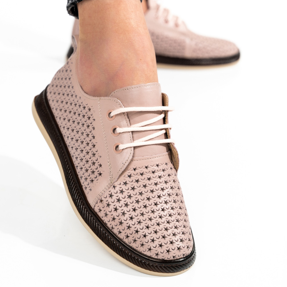 PANTOFI ROZ PIELE NATURALA APCK880