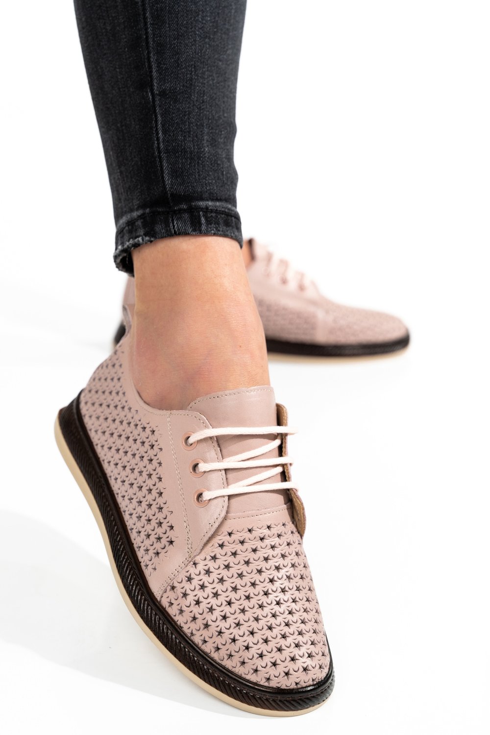 PANTOFI ROZ PIELE NATURALA APCK880