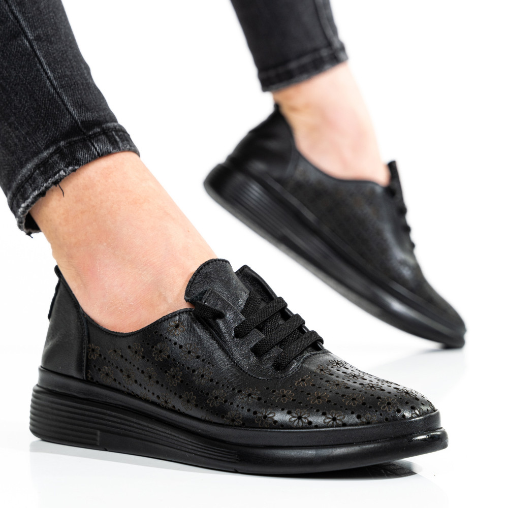 PANTOFI SPORT NEGRI PIELE NATURALA APCKD03