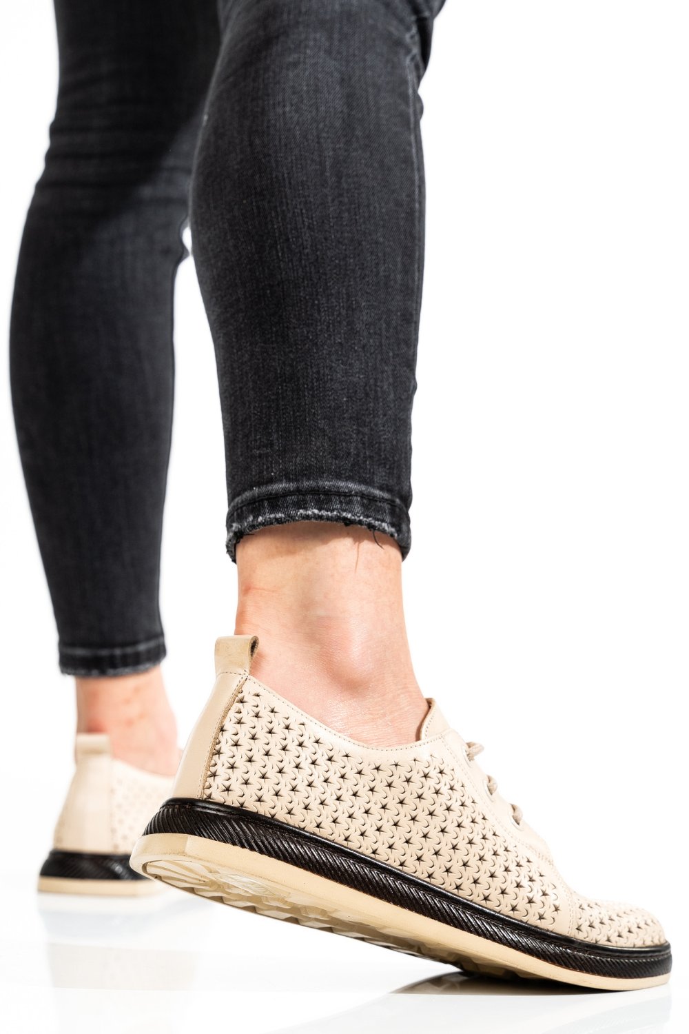 PANTOFI BEJ PIELE NATURALA APCK880