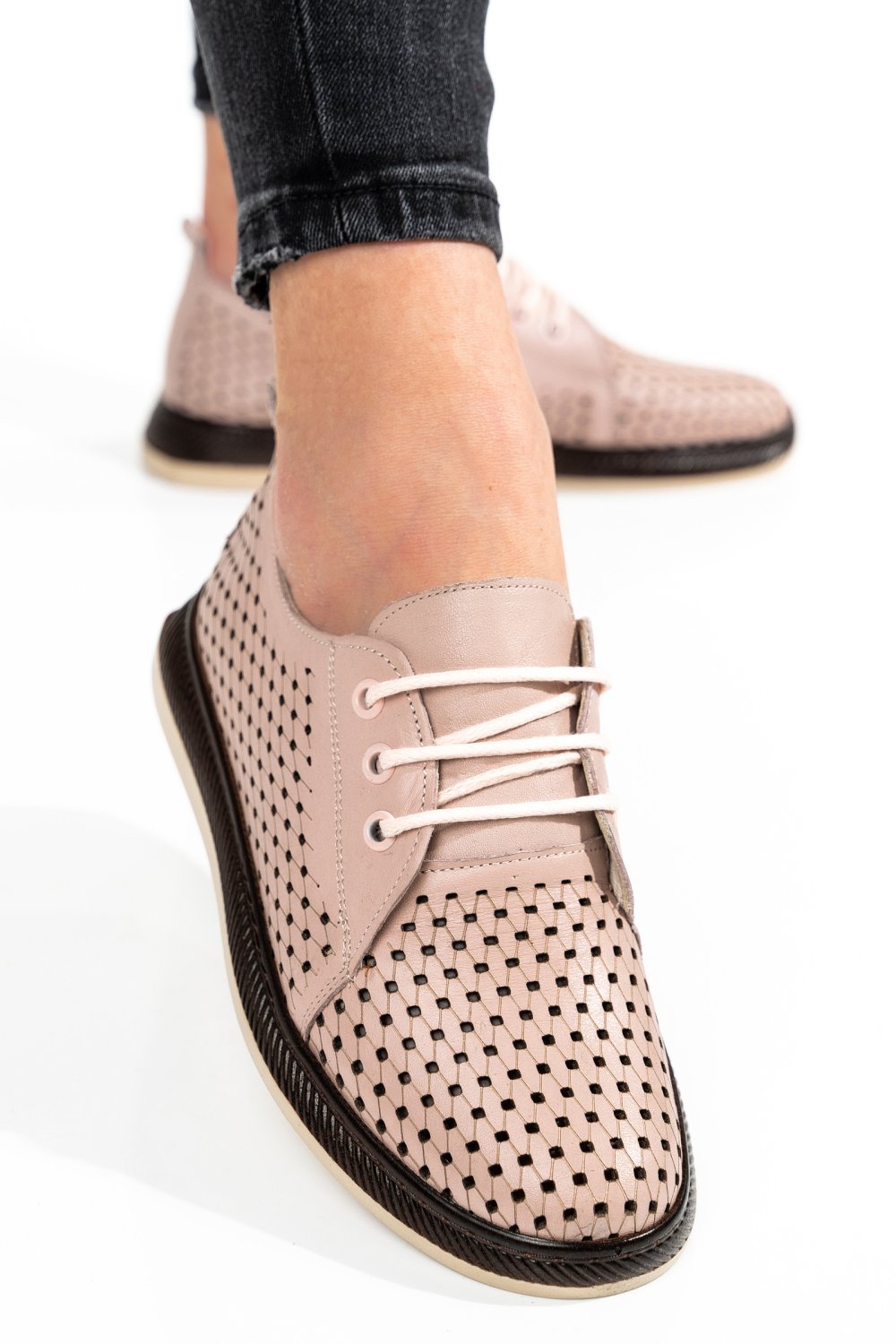 PANTOFI ROZ PIELE NATURALA APCK660