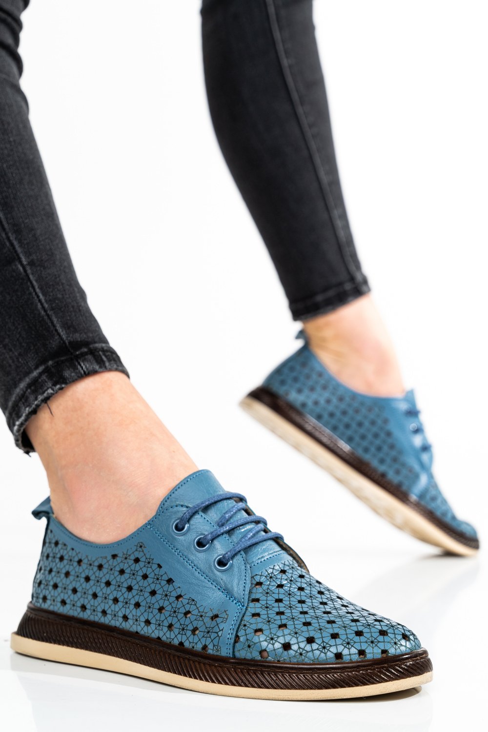 PANTOFI ALBASTRI PIELE NATURALA APCK990