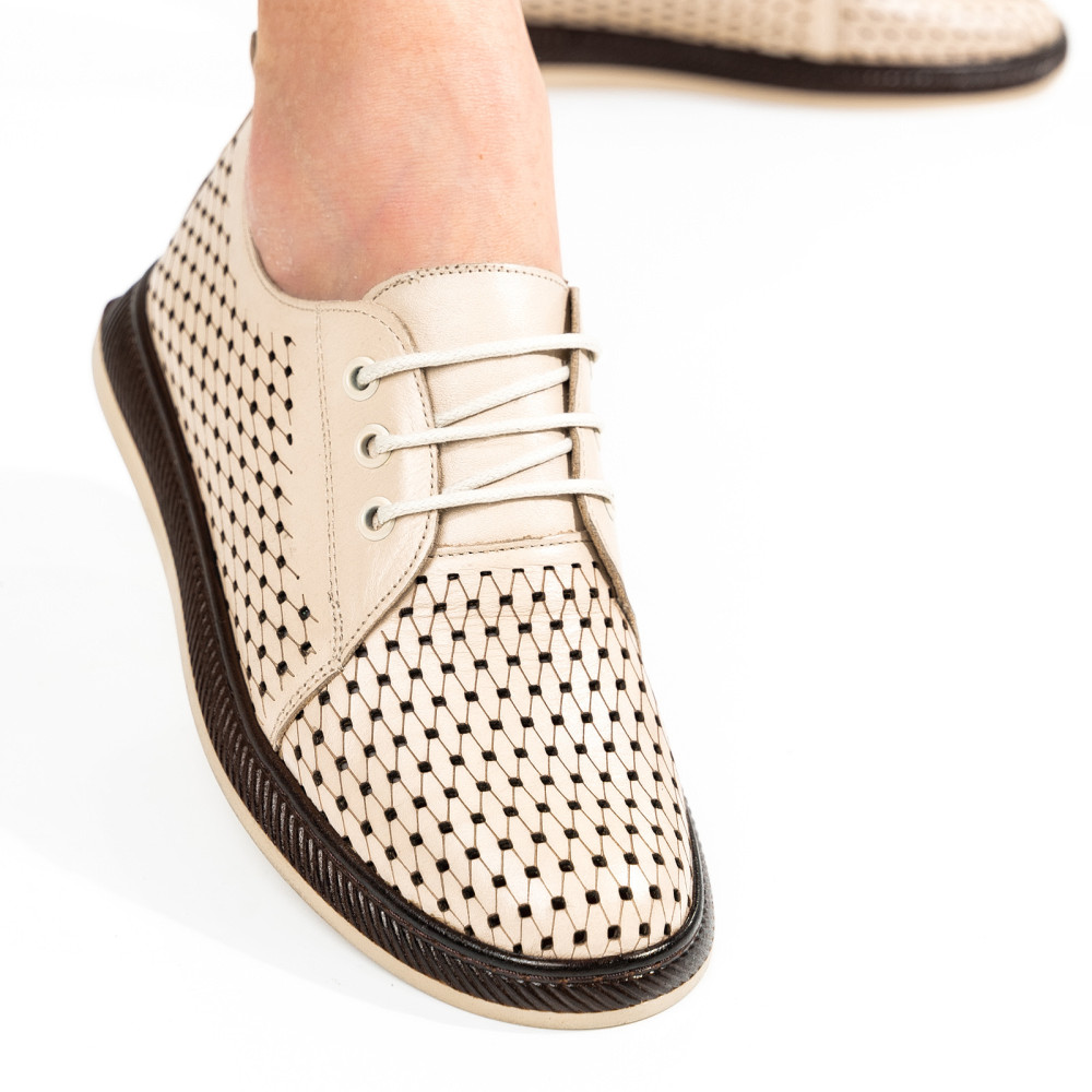 PANTOFI BEJ PIELE NATURALA APCK660