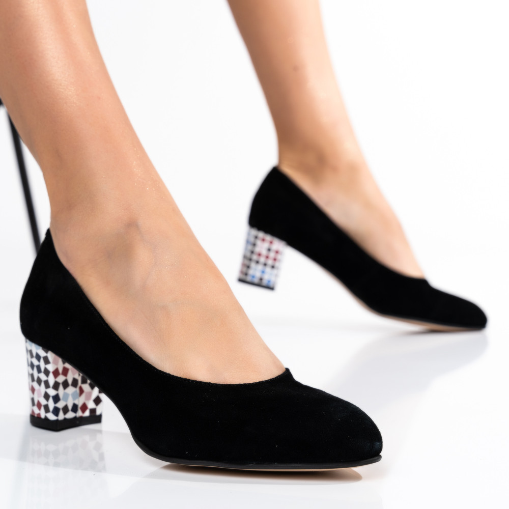 PANTOFI NEGRU TOC COLOR PIELE NATURALA INTOARSA 1PC507