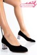 Pantofi negru toc color piele naturala intoarsa 1pc507