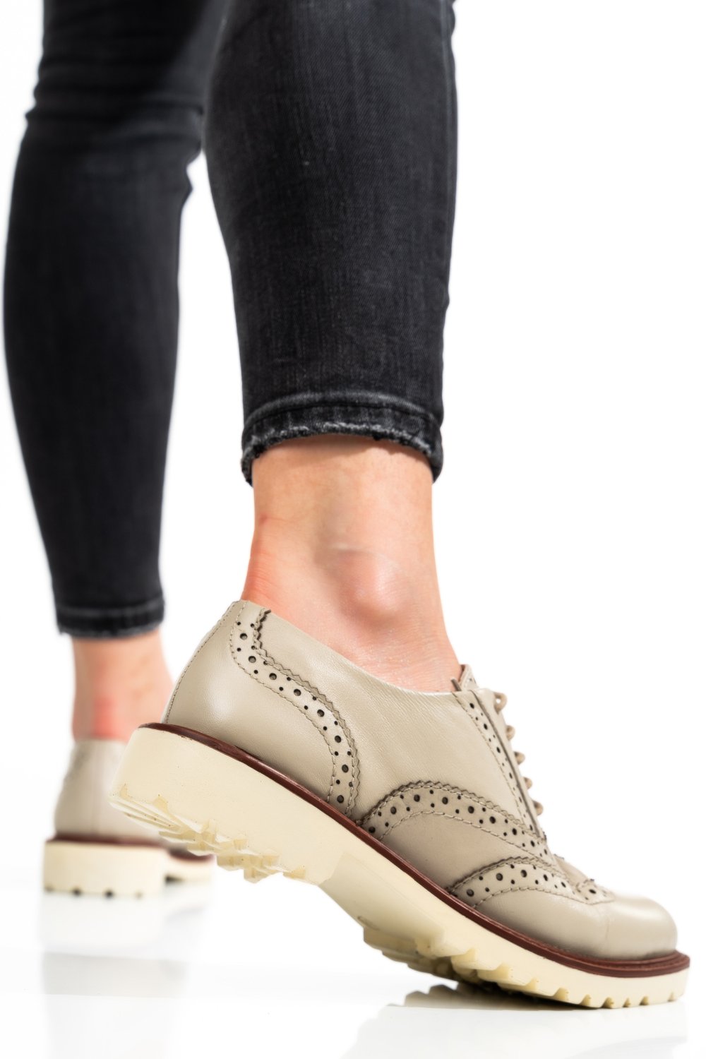 PANTOFI BEJ PIELE NATURALA 8S77877