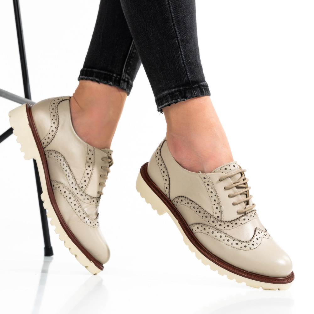 PANTOFI BEJ PIELE NATURALA 8S77877